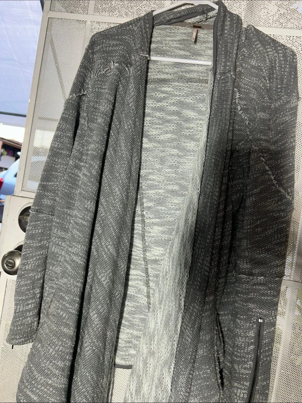 Free People Gray Marled Knit Sweater with Metallic Thread